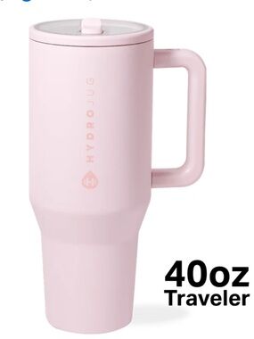 HydroJug Traveler 40 oz Pink Sand Stainless Steel Insulated Tumbler Straw Handle
